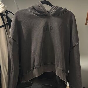 GAP Black Cropped Hoodie Sweater